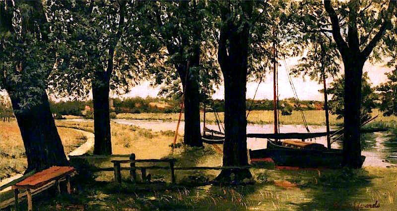 Surlingham Ferry, vintage artwork by Edwin Edwards, 12x8" (A4) Poster