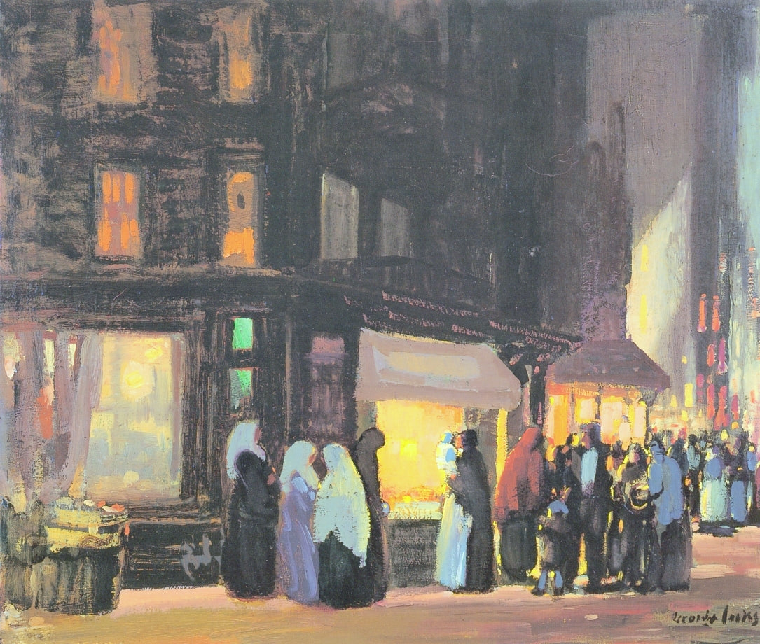 Bleeker and Carmine Streets, vintage artwork by George Luks, 12x8" (A4) Poster