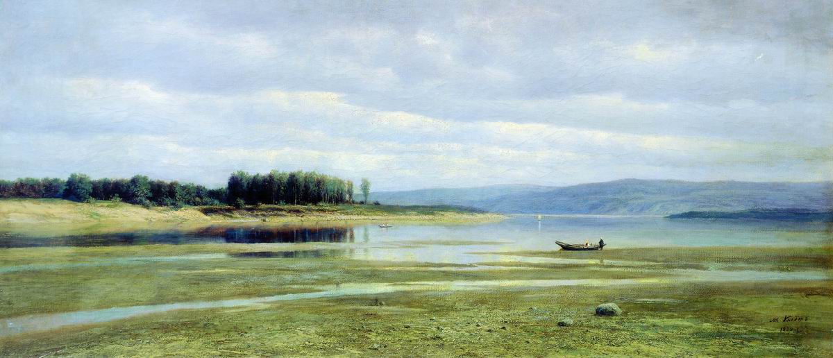 The Volga near Zhiguli, vintage artwork by Mikhail Konstantinovich Klodt, 12x8" (A4) Poster