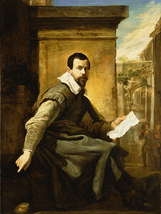 Portrait of a Man with a Sheet of Music, vintage artwork by Domenico Fetti, 12x8" (A4) Poster