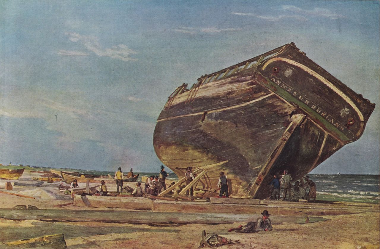A ship at the beach of Skagen, vintage artwork by Martinus Rørby e, A3 (16x12") Poster Print