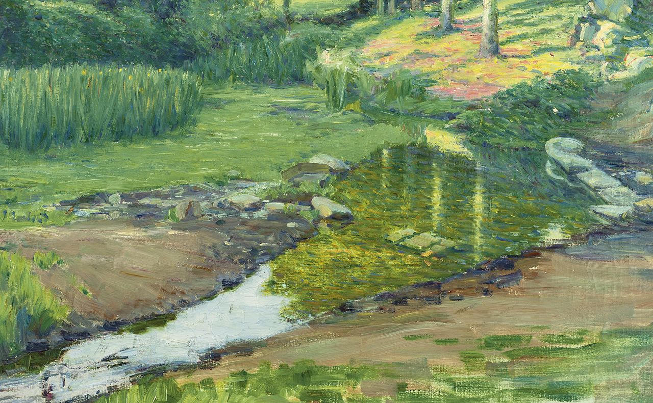 by  the Stream, vintage artwork by Max Kurzweil, 12x8" (A4) Poster
