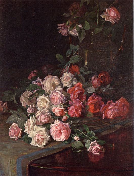 Roses and Mahogany, vintage artwork by Robert Jenkins Onderdonk, 12x8" (A4) Poster