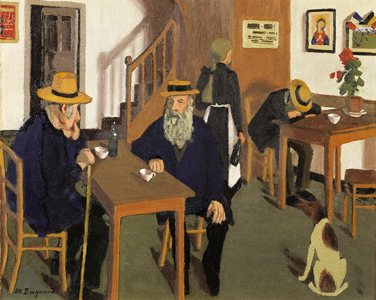 Les Amis, Bistro, vintage artwork by Marius Borgeaud, 12x8" (A4) Poster