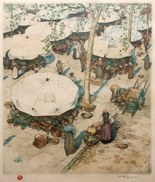 Market in Nice, vintage artwork by Tavik Frantisek Simon, 12x8" (A4) Poster