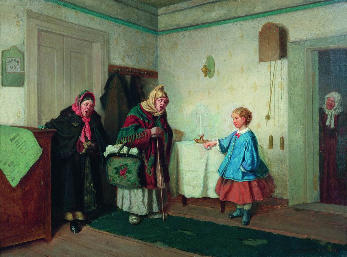 Visitors, vintage artwork by Leonid Solomatkin, 12x8" (A4) Poster