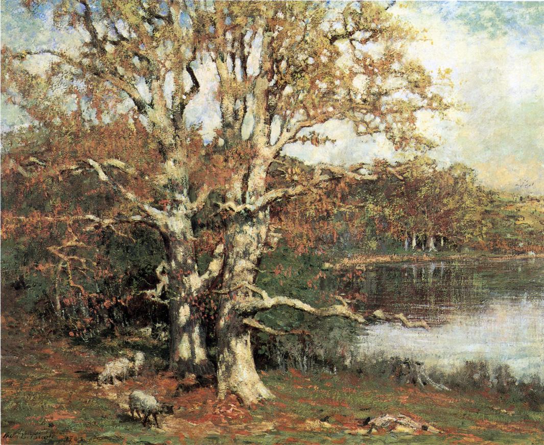 Pasture Oaks, vintage artwork by Allen Butler Talcott, 12x8" (A4) Poster