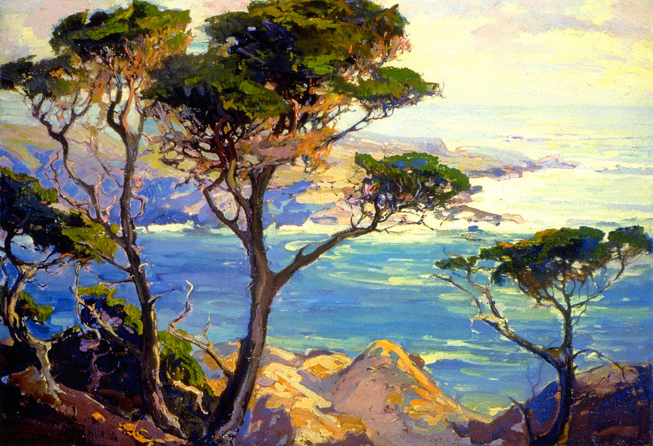 A Lonely Headland, Point Lobos, vintage artwork by Franz Bischoff, 12x8" (A4) Poster