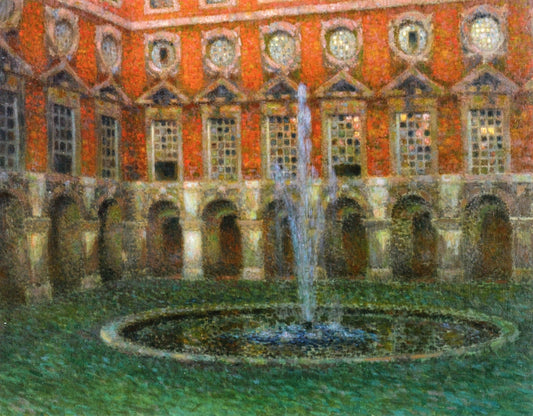 Fountain Court, Hampton Court, vintage artwork by Henri Le Sidaner, 12x8" (A4) Poster