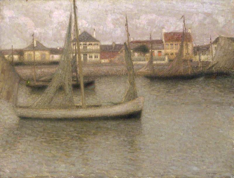 Boats, Heyst, vintage artwork by Henri Le Sidaner, 12x8" (A4) Poster