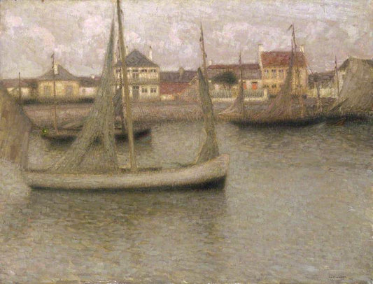 Boats, Heyst, vintage artwork by Henri Le Sidaner, 12x8" (A4) Poster