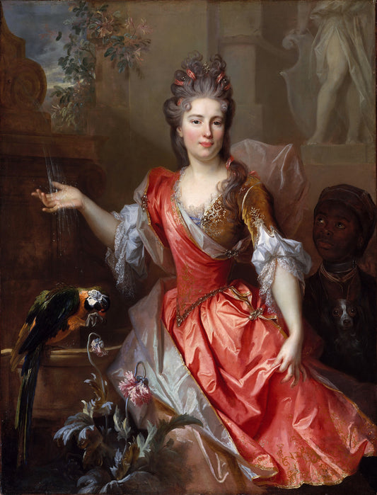 Portrait of a Woman, Perhaps Madame Claude Lambert de Thorigny, vintage artwork by Nicolas de Largillière, 12x8" (A4) Poster