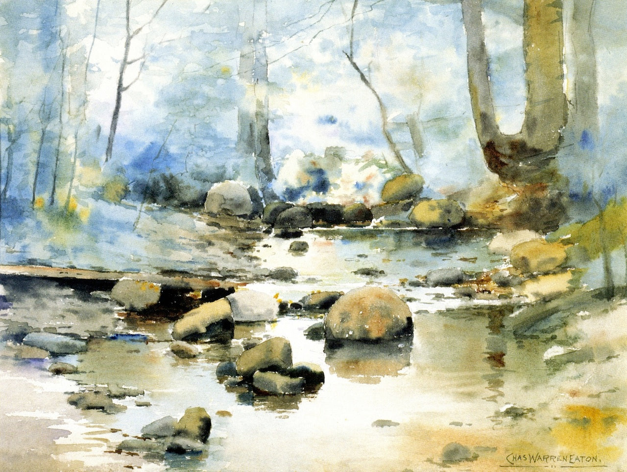Rocks in a Stream by Charles Warren Eaton,A3(16x12")Poster