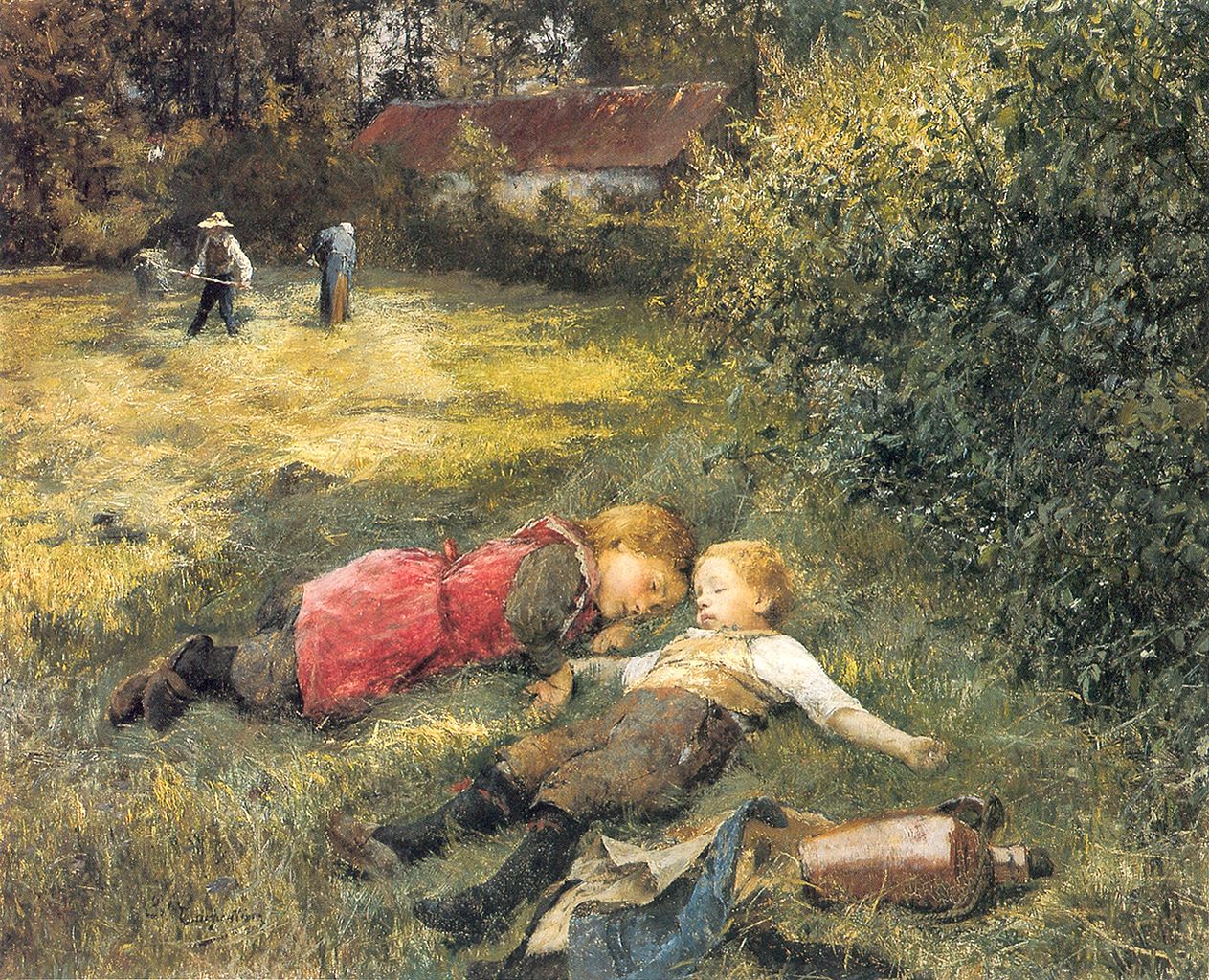 Sleeping Children, vintage artwork by Évariste Carpentier, 12x8" (A4) Poster