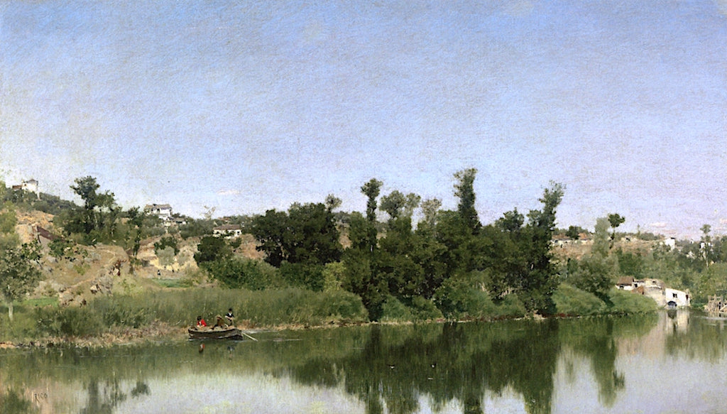 At the Edge of the Water, vintage artwork by Martin Rico y Ortega, 12x8" (A4) Poster