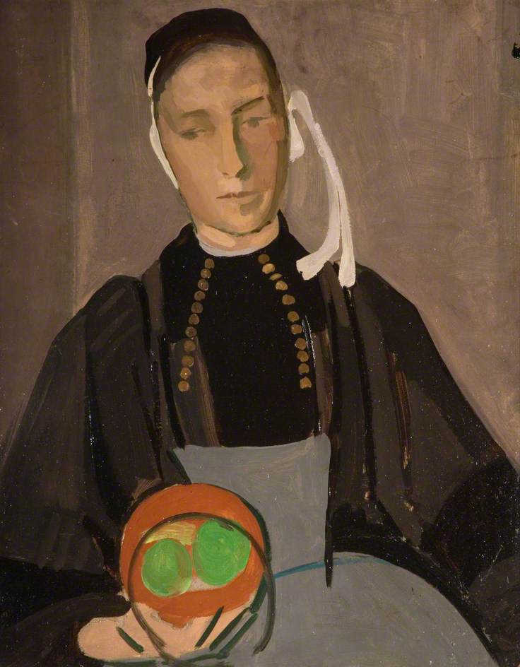 Breton Woman with Apples by John S. Currie,16x12(A3) Poster