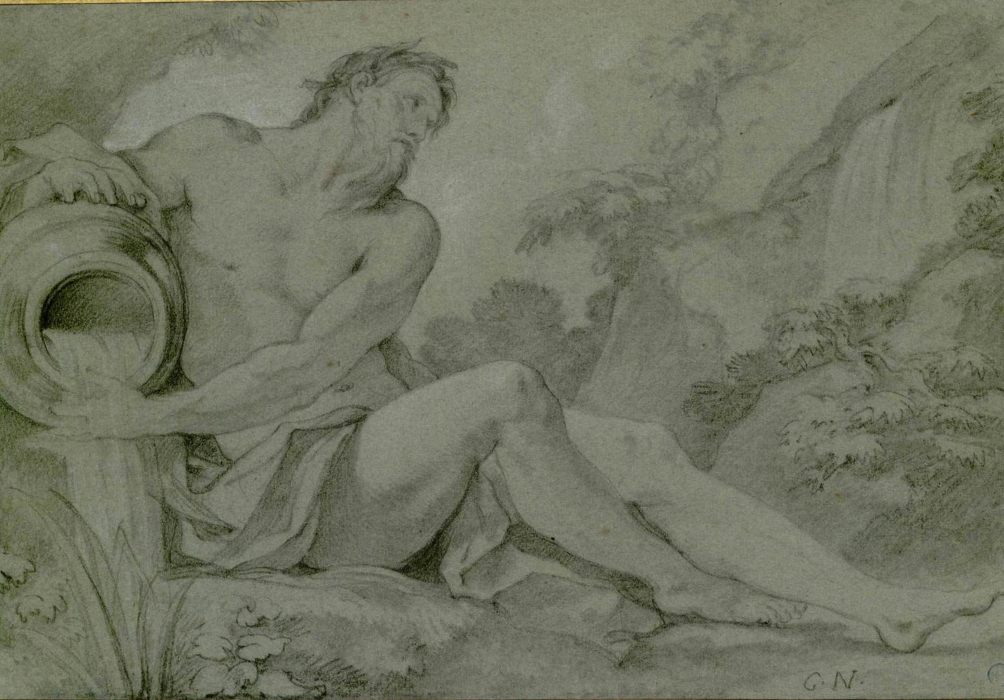 Allegory of a River, vintage artwork by Charles-Joseph Natoire, 12x8" (A4) Poster
