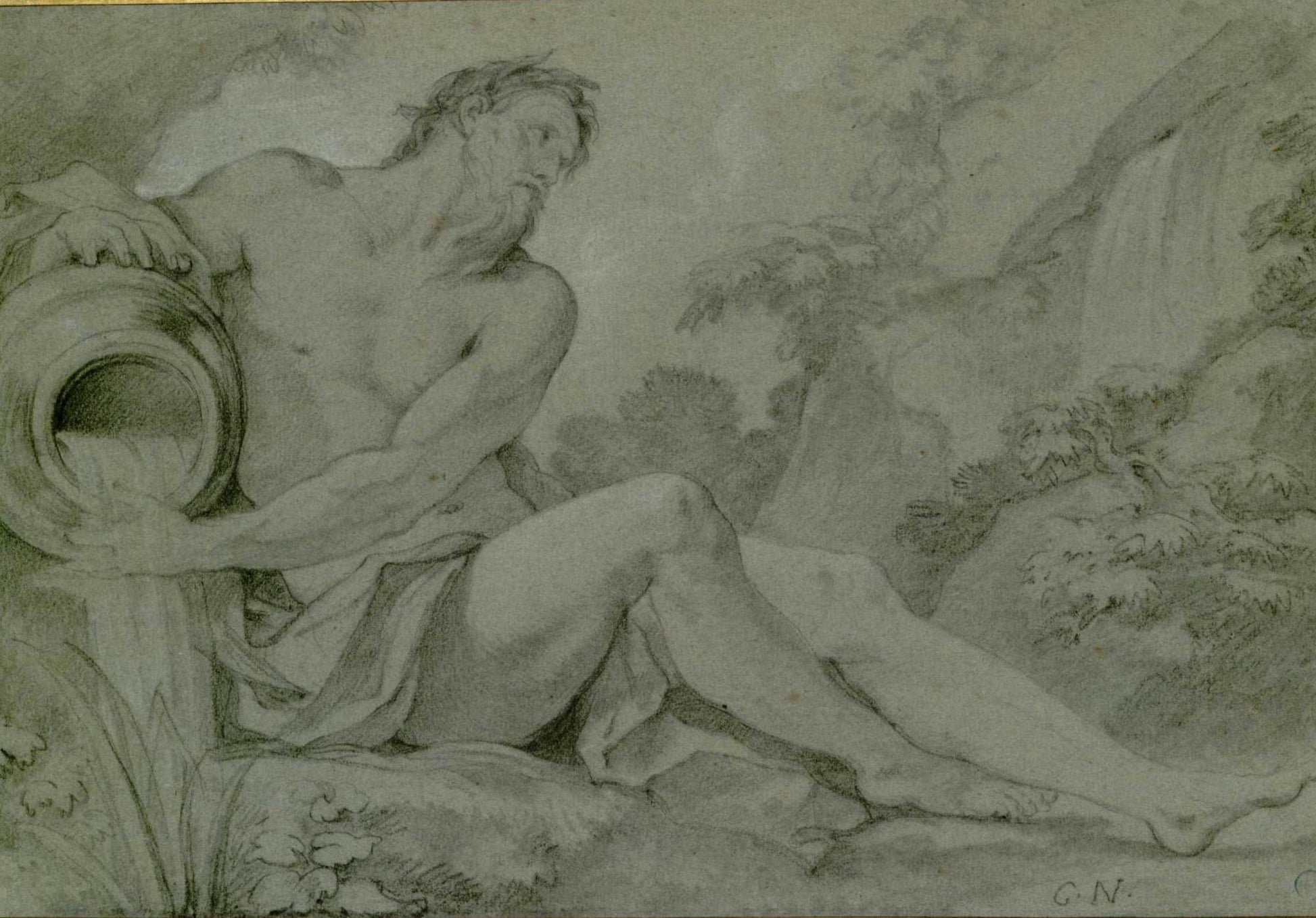 Allegory of a River, vintage artwork by Charles-Joseph Natoire, 12x8" (A4) Poster