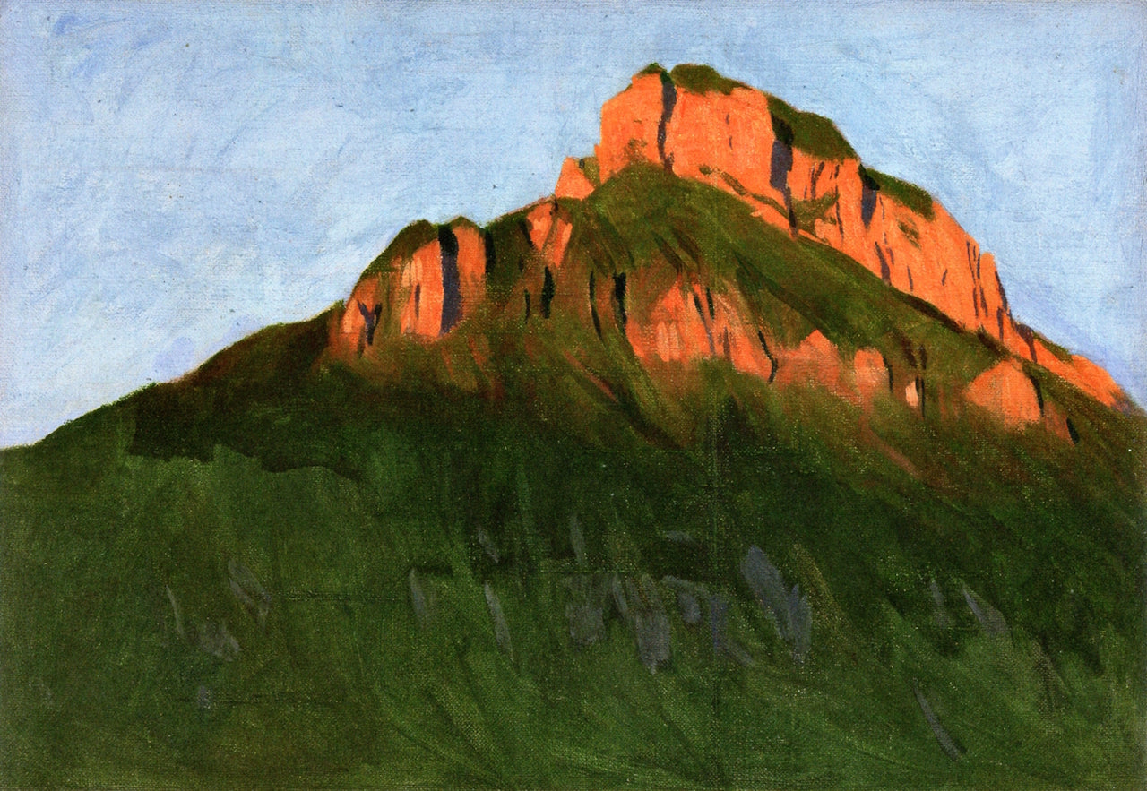 Mountain Painting, vintage artwork by Hans Emmenegger, 12x8" (A4) Poster