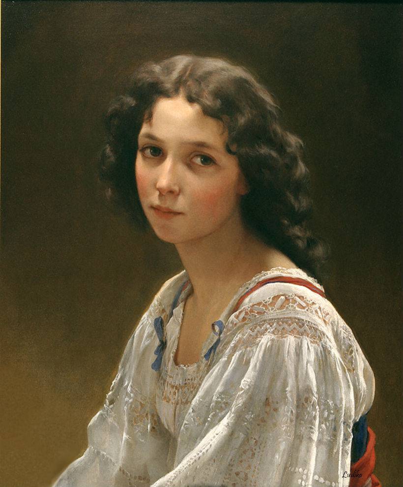 A Young Italian Girl, vintage artwork by Émile Munier, 12x8" (A4) Poster