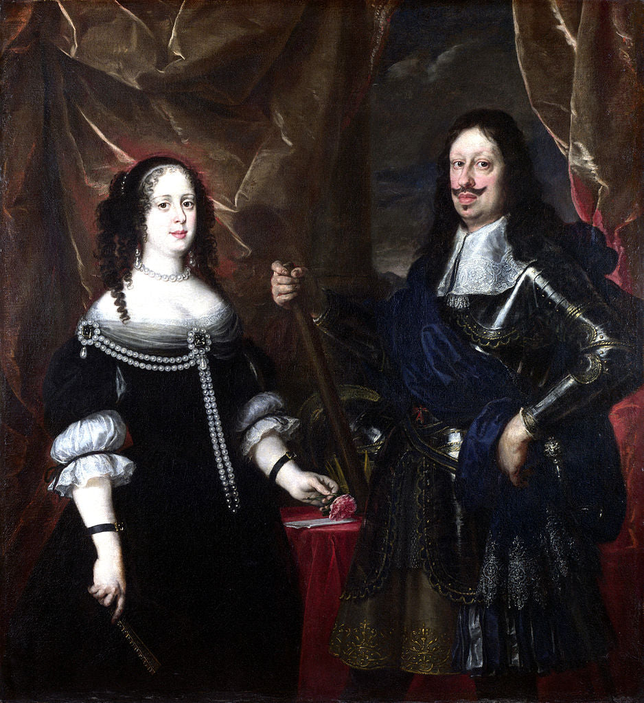 The Grand Duke Ferdinand II of Tuscany and his Wife, vintage artwork by Justus Sustermans, 12x8" (A4) Poster