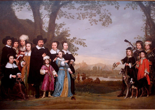 Portrait of the Sam Family, vintage artwork by Aelbert Cuyp, 12x8" (A4) Poster