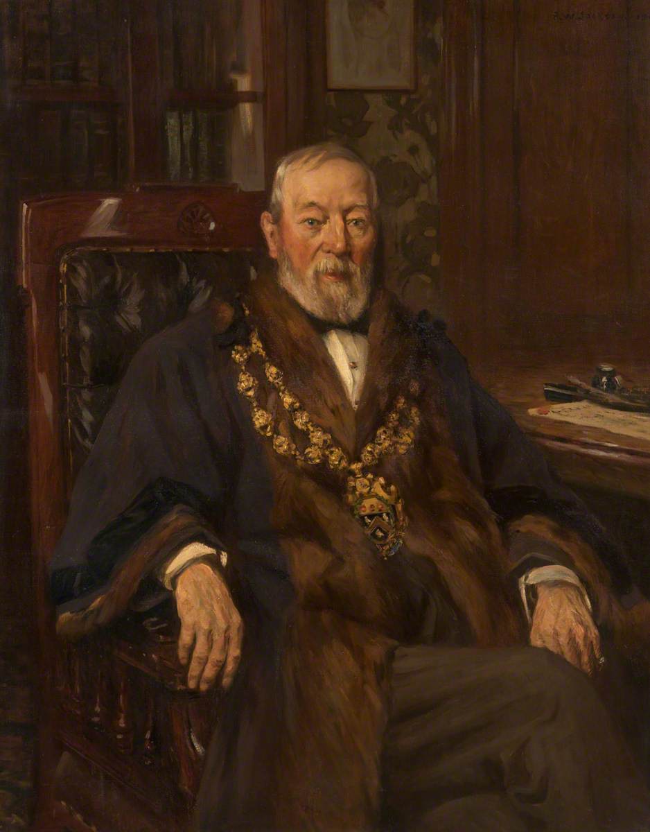Abraham Crompton, Mayor of Oldham, vintage artwork by Frederick William Jackson, 12x8" (A4) Poster