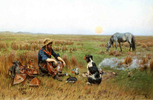 Sunset on the Prarie, vintage artwork by Richard Lorenz, 12x8" (A4) Poster