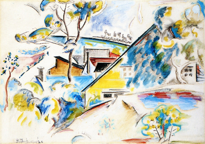 Spring in the Villag, vintage artwork by Preston Dickinson, 12x8" (A4) Poster