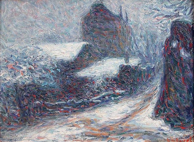 Lapin Agile in Snow, vintage artwork by Anatole Eugene Hillairet, 12x8" (A4) Poster