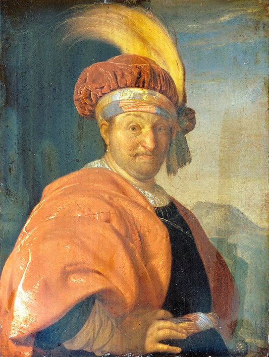 Man in an Oriental Costume, vintage artwork by Frans van Mieris the Elder, 12x8" (A4) Poster