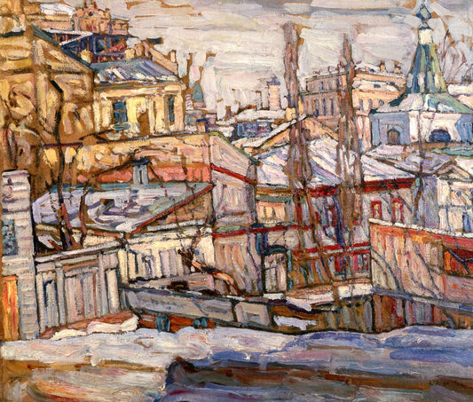 Snow, Kiev, vintage artwork by Abraham A. Manievich, 12x8" (A4) Poster