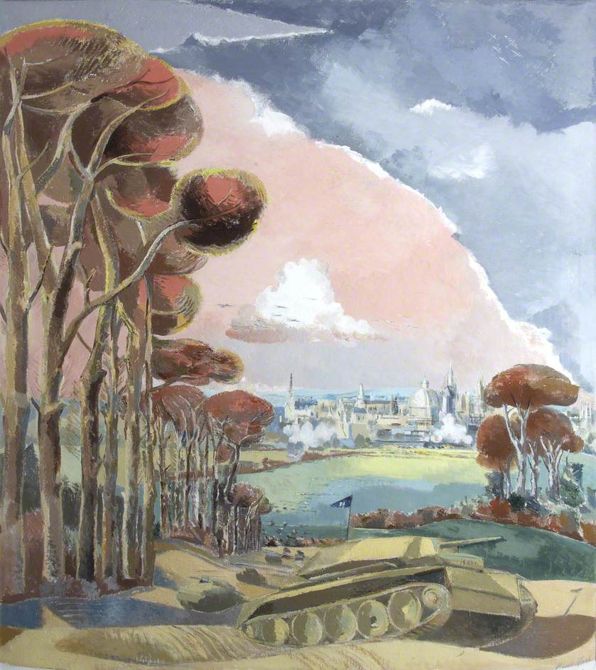 Oxford During the War, vintage artwork by Paul Nash, 12x8" (A4) Poster