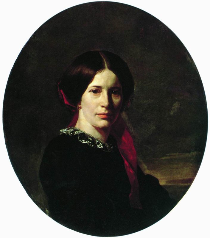 Portrait of a Young Lady in Black Velvet, vintage artwork by Nikolai Vasilevich Nevrev, 12x8" (A4) Poster
