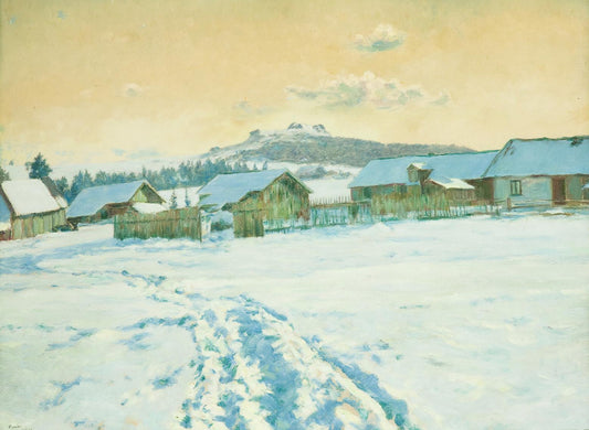 Night in the Village, vintage artwork by František Kaván, 12x8" (A4) Poster