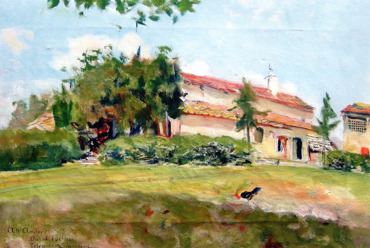 Villa Fucini a Dianella, vintage artwork by Telemaco Signorini, 12x8" (A4) Poster
