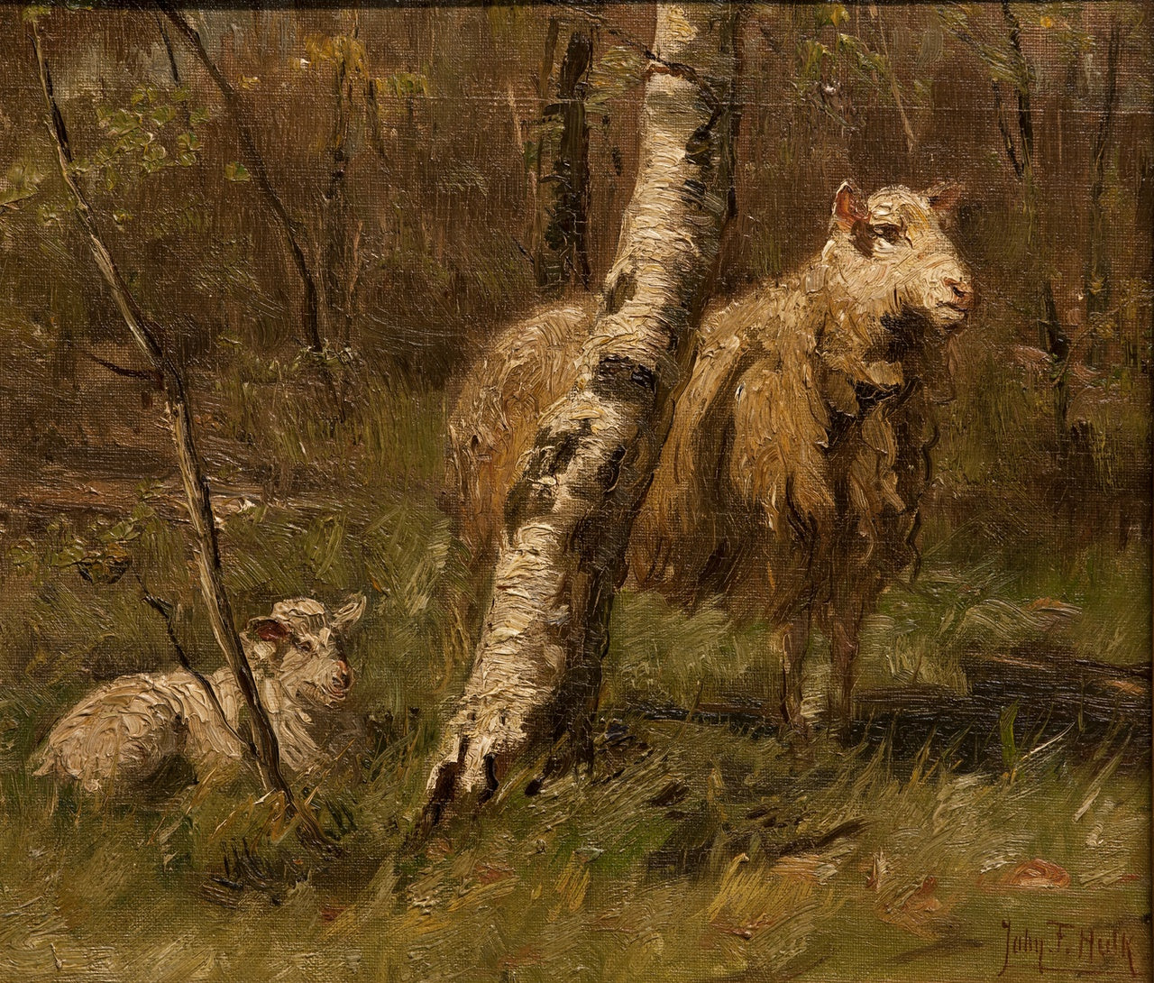 Sheep and Lamb, vintage artwork by John Frederik Hulk, 12x8" (A4) Poster