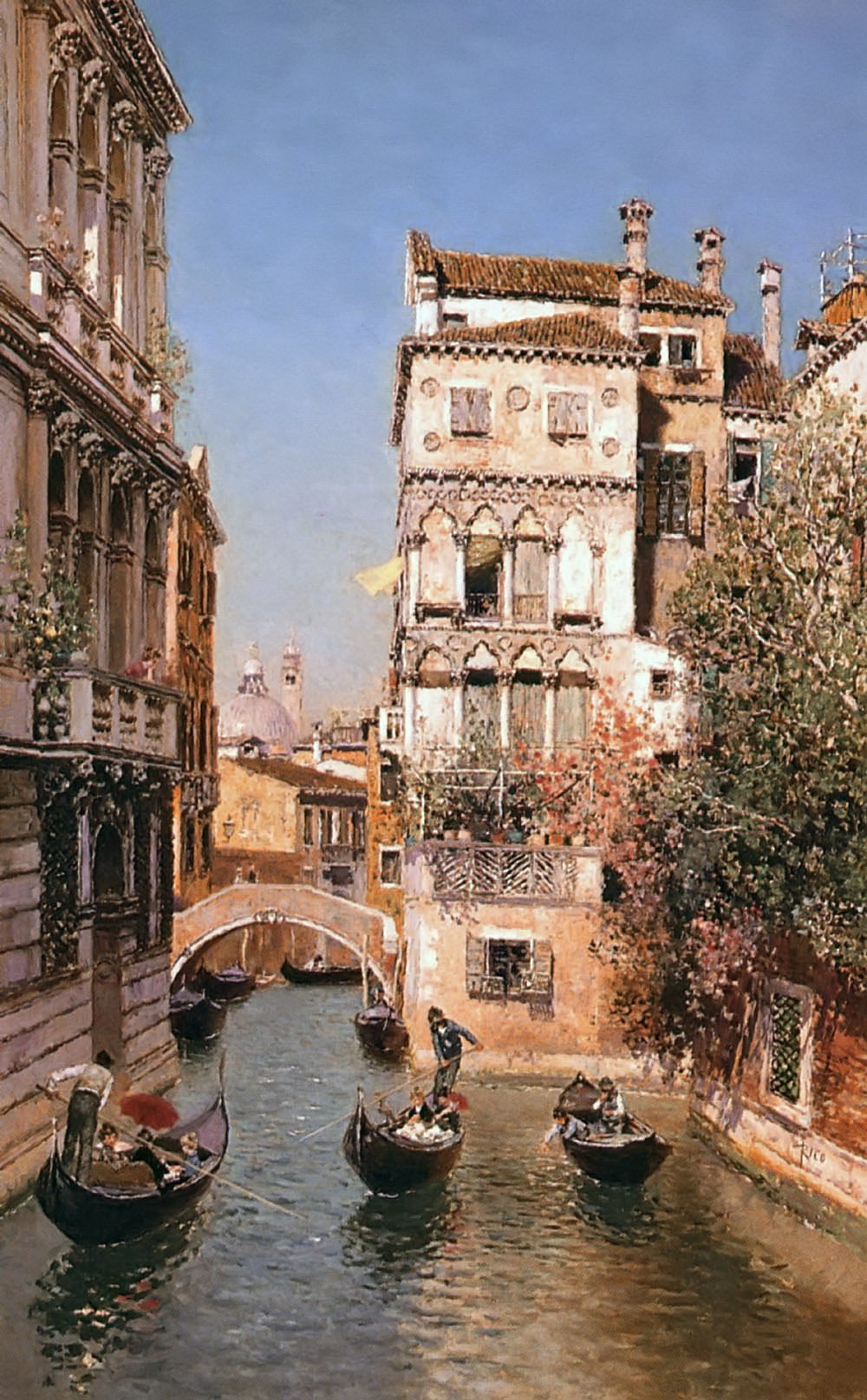 Along the Canal, Venice, vintage artwork by Martin Rico y Ortega, 12x8" (A4) Poster