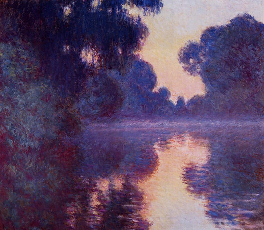 Arm of the Seine near Giverny at Sunrise, vintage artwork by Claude Monet, 12x8" (A4) Poster