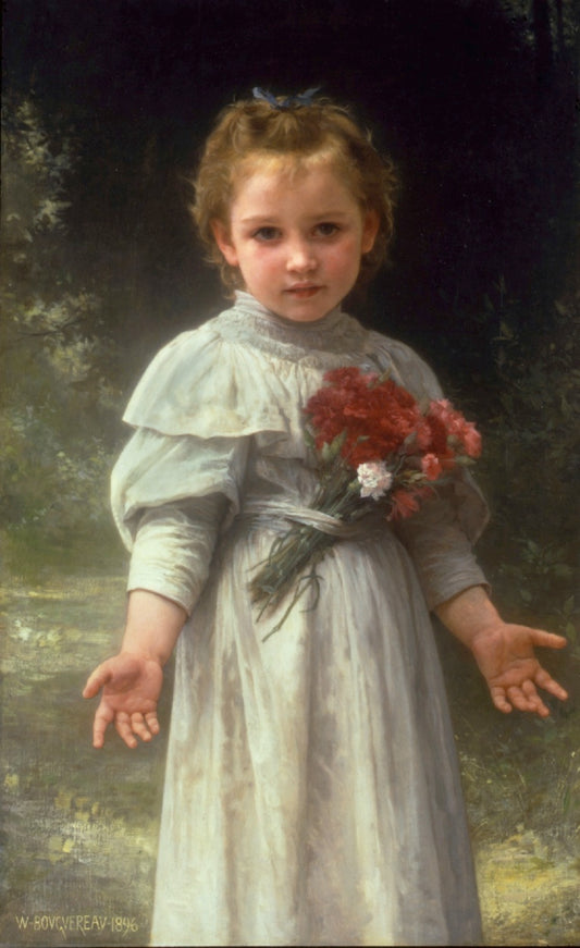 April Smile, vintage artwork by William Bouguereau, 12x8" (A4) Poster