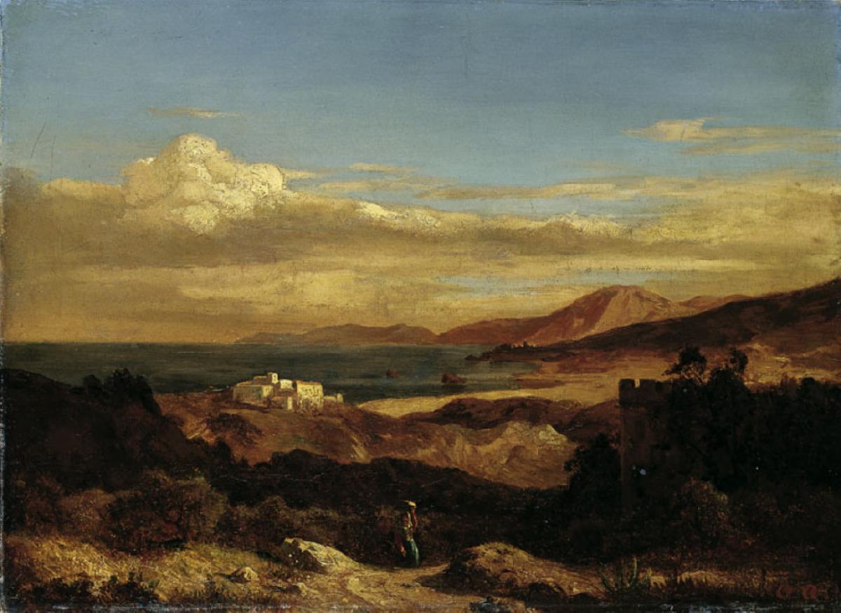 At the Sicilian Coast, vintage artwork by Andreas Achenbach, A3 (16x12") Poster Print