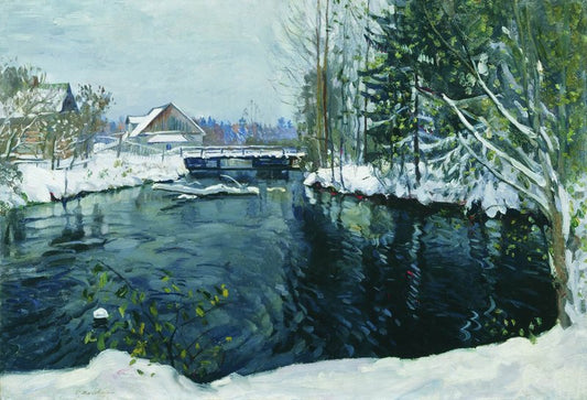 The First Snow, vintage artwork by Stanislav Zhukovsky, 12x8" (A4) Poster