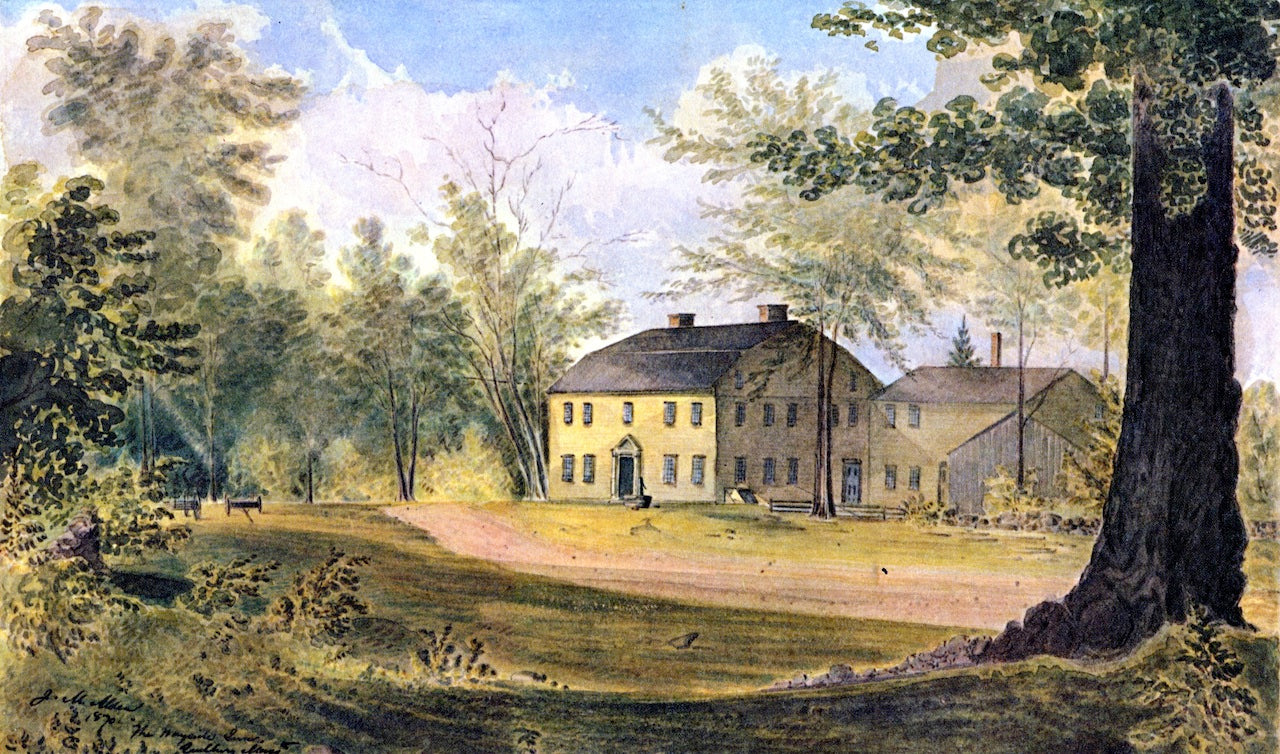 The Wayside Inn, Sudbury, Massachusetts, vintage artwork by James Madison Alden, 12x8" (A4) Poster