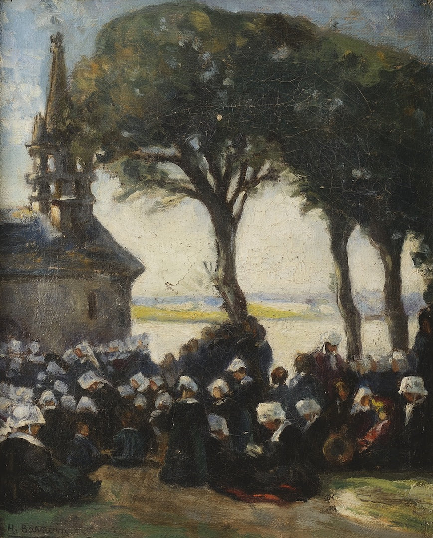 Le Pardon de Saint Cado, vintage artwork by Henri Alphonse Barnoin, 12x8" (A4) Poster