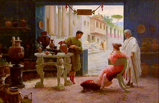 The Pottery Shop, vintage artwork by Edouardo Ettore Forti, 12x8" (A4) Poster