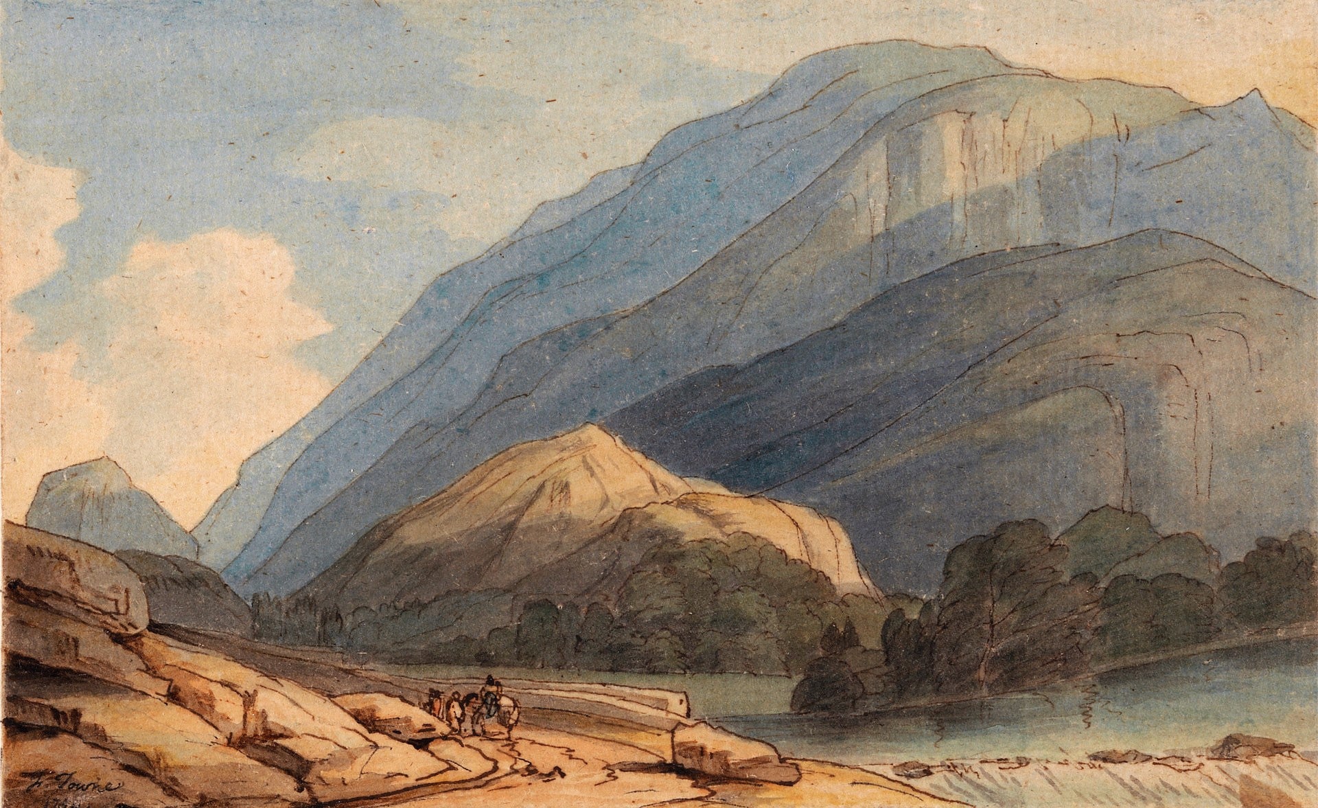 The Entrance into Borrowdale, vintage artwork by Francis Towne, 12x8" (A4) Poster