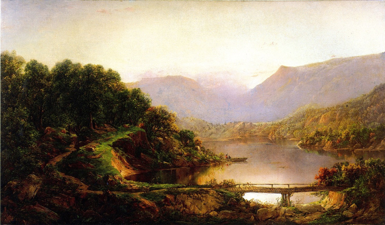 View near Cascade Bridte - Valley of the Susquehanna, vintage artwork by William Louis Sonntag, Sr, 12x8" (A4) Poster