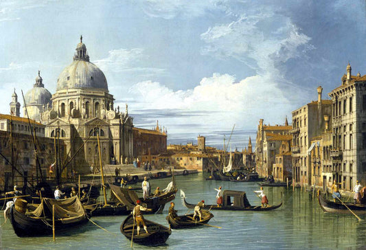 The Grand Canal and the Church Santa Maria della Salute, vintage artwork by Canaletto, 12x8" (A4) Poster