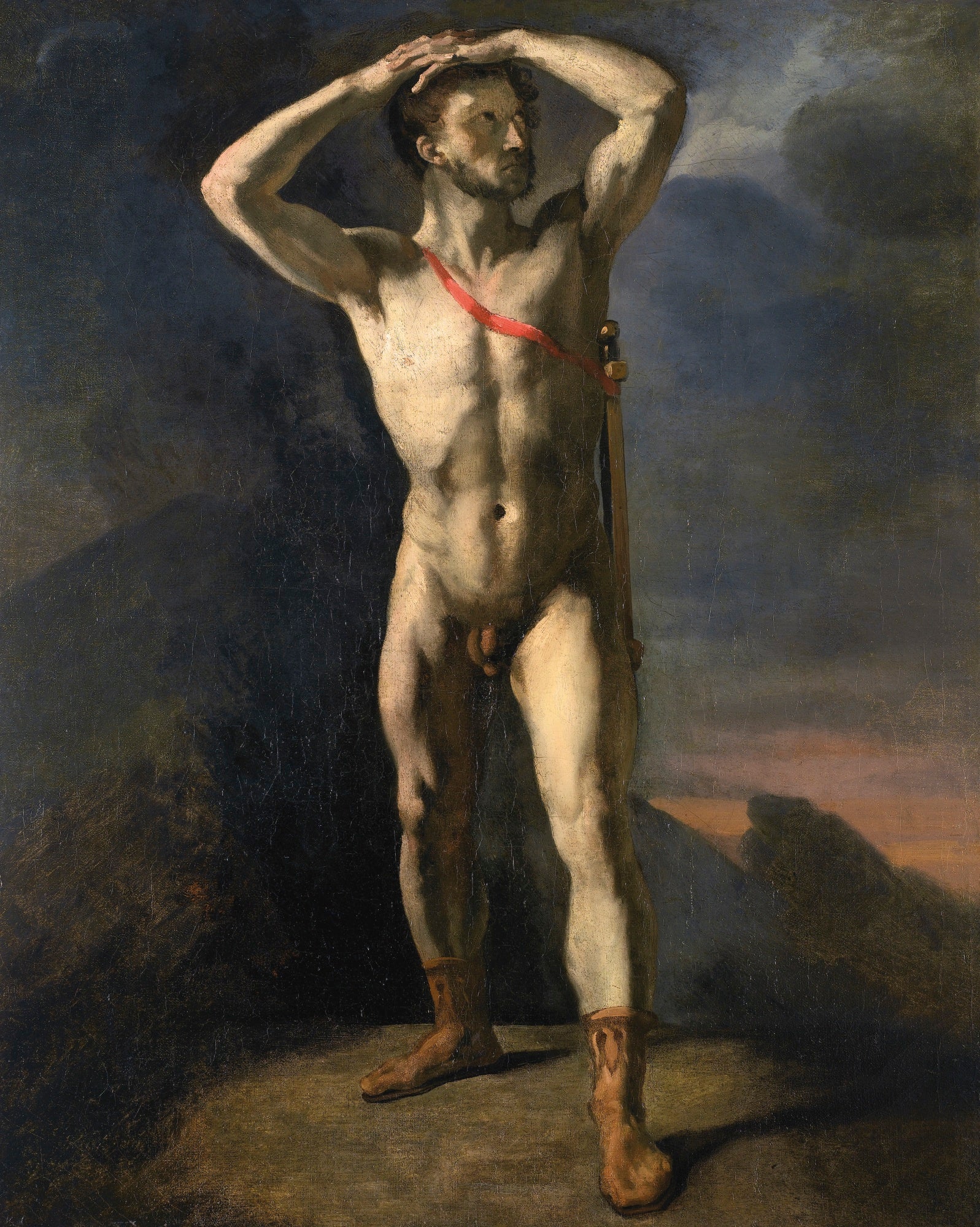 Male Academy, vintage artwork by Theodore Gericault, 12x8" (A4) Poster