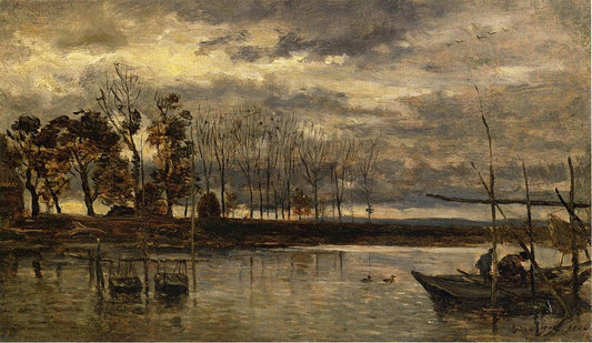 Eel Fishermen, vintage artwork by Charles-François Daubigny, A3 (16x12") Poster Print